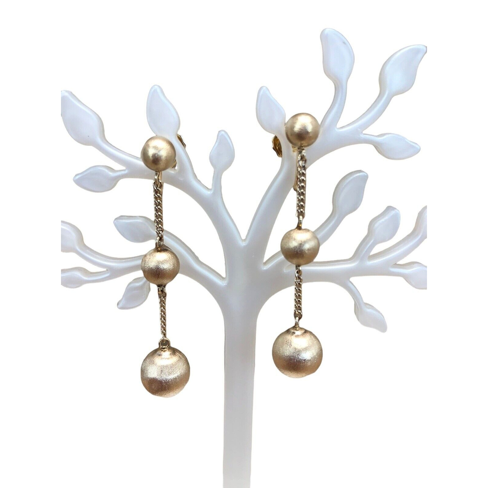 Antique 14Kt Yellow Gold Dangle Chandelier Screw Back Earrings